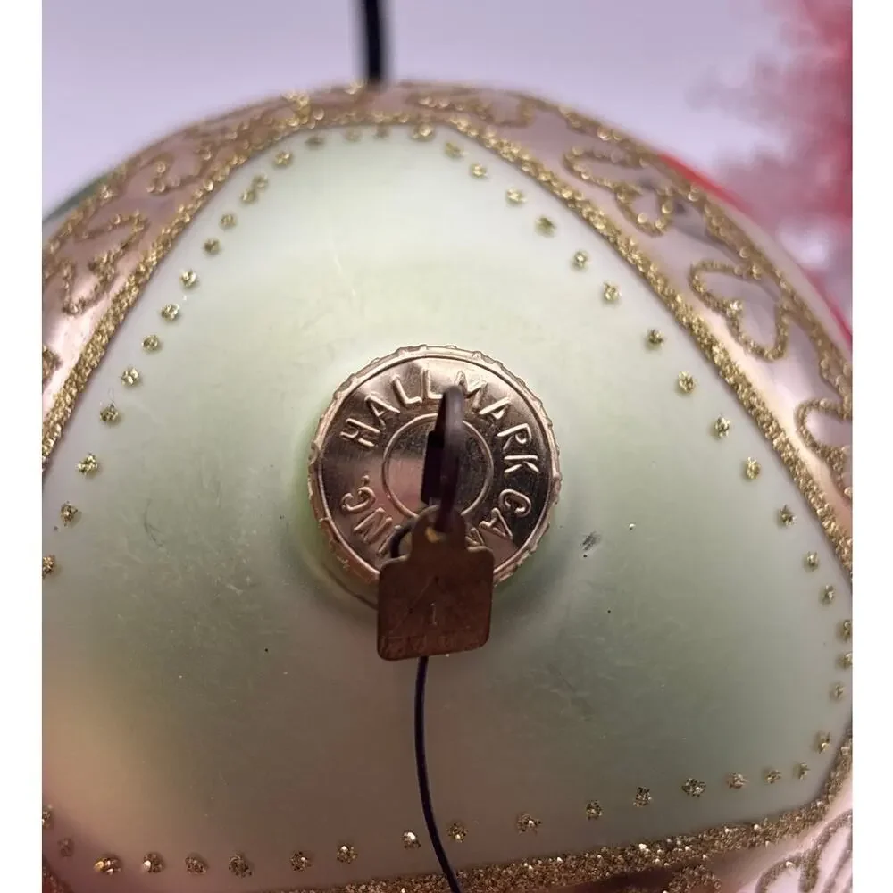 Hallmark Keepsake Ornament Gold Indent Poinsettia Design 1998 & Acrylic Ornament